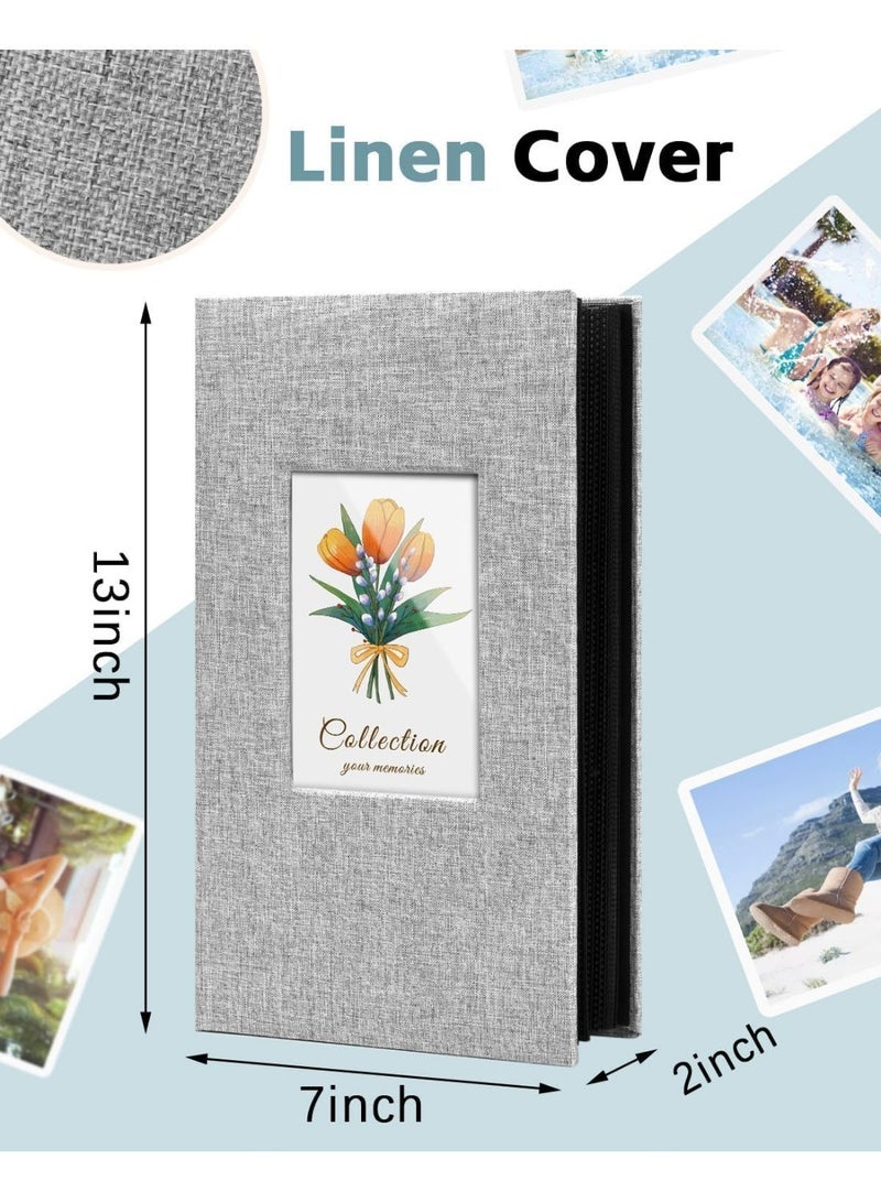 CLENEA Linen Photo Album 4x6 300 Photos Fabric Cover Picture Books Albums Wedding School Family Anniversary Baby Memory Engagement Travel Albums(Grey, 300 Pockets) - Image 3